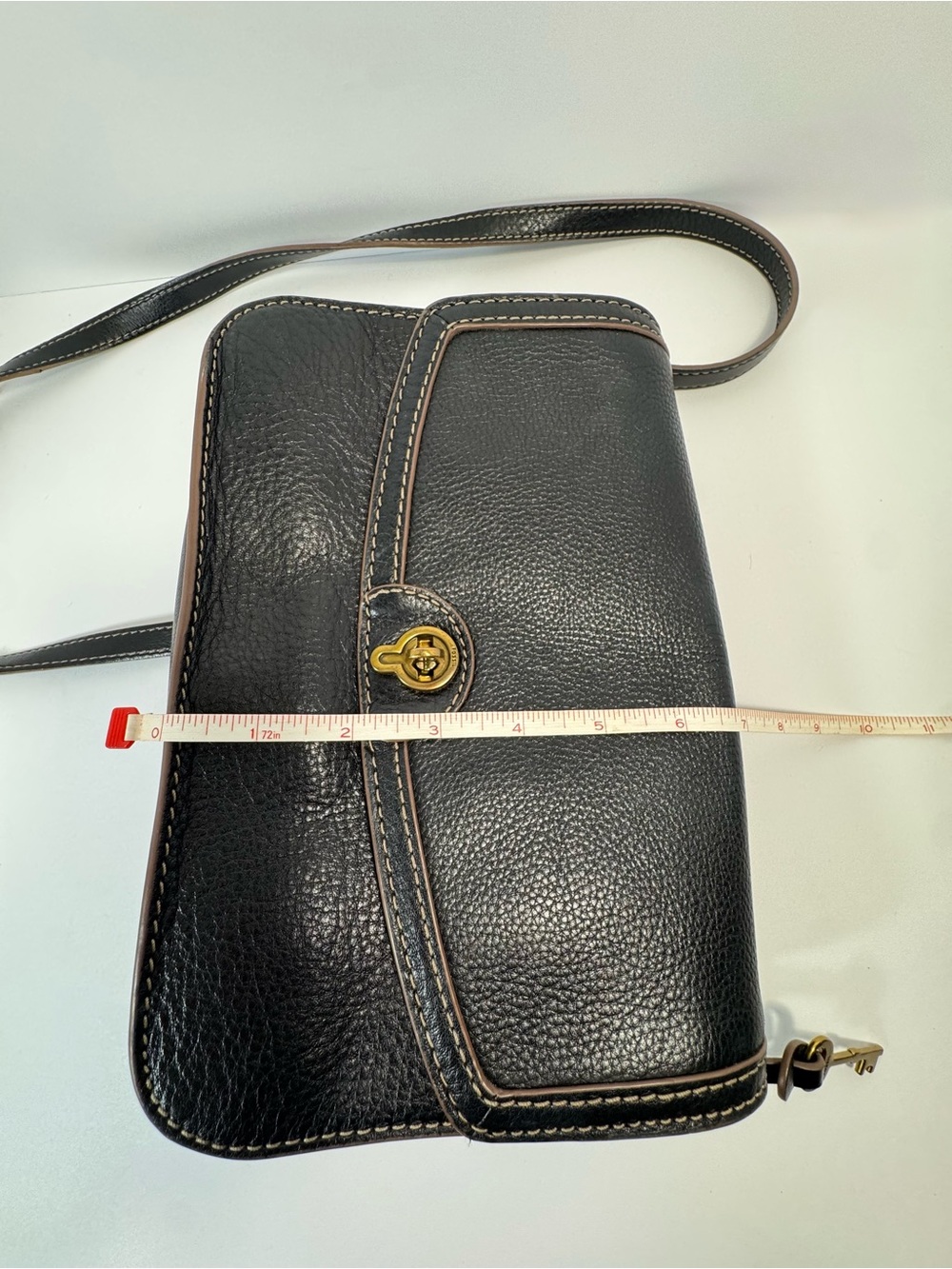 Fossil Black Leather Crossbody with Brown Trim - Picture 4 of 15